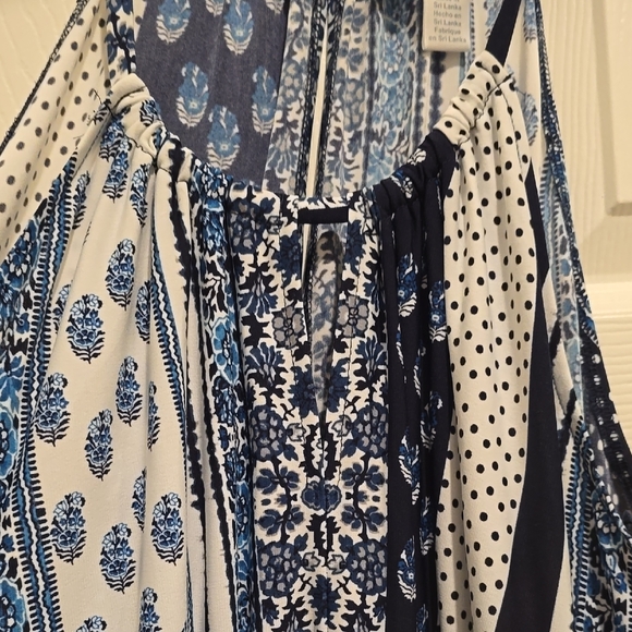 London Times Navy and White Patterned Maxi Dress - Picture 3 of 4